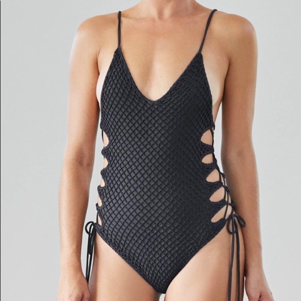 Acacia Florence Black Beauty Crochet One Piece NWT